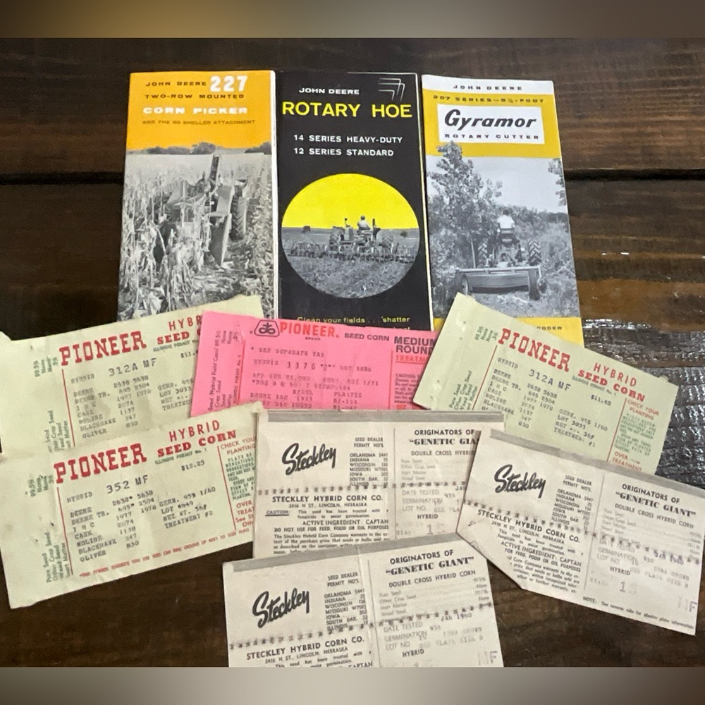 Vintage Assorted Lot of 11 Farm Pamphlets Seed Tags John Deere Pioneer Steckley